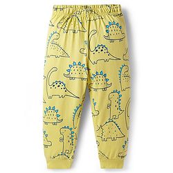Babyhug Cotton Knit Half Sleeves T-Shirt & Pyjama Night Co-ord Night Suit With Dino Print - Green