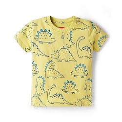 Babyhug Cotton Knit Half Sleeves T-Shirt & Pyjama Night Co-ord Night Suit With Dino Print - Green