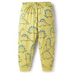 Babyhug Cotton Knit Half Sleeves T-Shirt & Pyjama Night Co-ord Night Suit With Dino Print - Green