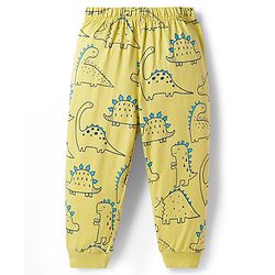 Babyhug Cotton Knit Half Sleeves T-Shirt & Pyjama Night Co-ord Night Suit With Dino Print - Green
