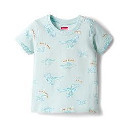 Babyhug Cotton Knit Half Sleeves T-Shirt & Pajama Night Suits with Dino Print - Blue