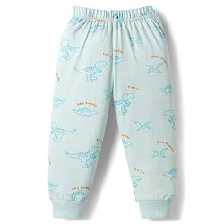 Babyhug Cotton Knit Half Sleeves T-Shirt & Pajama Night Suits with Dino Print - Blue