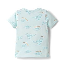 Babyhug Cotton Knit Half Sleeves T-Shirt & Pajama Night Suits with Dino Print - Blue