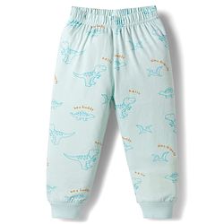 Babyhug Cotton Knit Half Sleeves T-Shirt & Pajama Night Suits with Dino Print - Blue