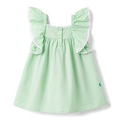 Babyhug Cotton Woven One Piece Dresses/Frocks Embroidered Green 3-6 Months