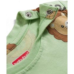 Babyhug Cotton Knit Full Sleeves T-Shirt & Pyjama Co-ord Night Suit With Lion Print - Green