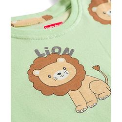 Babyhug Cotton Knit Full Sleeves T-Shirt & Pyjama Co-ord Night Suit With Lion Print - Green