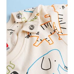 Babyhug Cotton Knit Full Sleeves T-Shirt & Pyjama Co-ord Night Suit with Animal Print - Brown