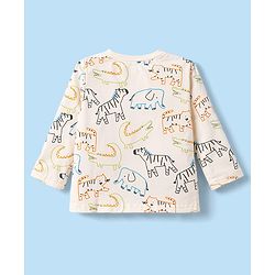 Babyhug Cotton Knit Full Sleeves T-Shirt & Pyjama Co-ord Night Suit with Animal Print - Brown