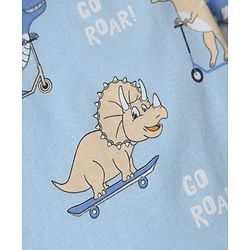 Babyhug Cotton Knit Half Sleeves Dino Printed Co-Ords T-Shirt & Pyjama Night Suit - Blue