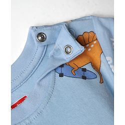Babyhug Cotton Knit Half Sleeves Dino Printed Co-Ords T-Shirt & Pyjama Night Suit - Blue