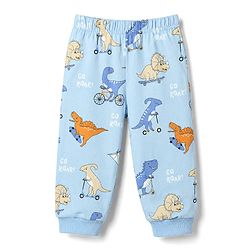 Babyhug Cotton Knit Half Sleeves Dino Printed Co-Ords T-Shirt & Pyjama Night Suit - Blue
