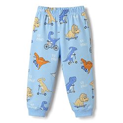 Babyhug Cotton Knit Half Sleeves Dino Printed Co-Ords T-Shirt & Pyjama Night Suit - Blue