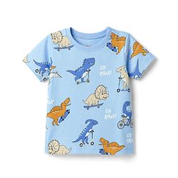 Babyhug Cotton Knit Half Sleeves Dino Printed Co-Ords T-Shirt & Pyjama Night Suit - Blue