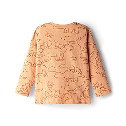 Babyhug Cotton Knit Full Sleeves T-Shirt & Pyjama Co-ord Night Suit With Dino Print - Brown