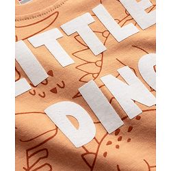 Babyhug Cotton Knit Full Sleeves T-Shirt & Pyjama Co-ord Night Suit With Dino Print - Brown