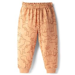 Babyhug Cotton Knit Full Sleeves T-Shirt & Pyjama Co-ord Night Suit With Dino Print - Brown