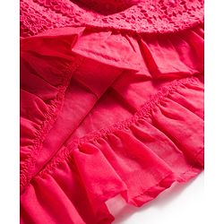 Babyhug Lace Woven Sleeveless Frock with Bow Applique - Dark Pink