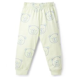 Babyhug Cotton Knit Full Sleeves T-Shirt & Pyjama Night-Suit With Bear Print - Green