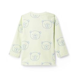 Babyhug Cotton Knit Full Sleeves T-Shirt & Pyjama Night-Suit With Bear Print - Green
