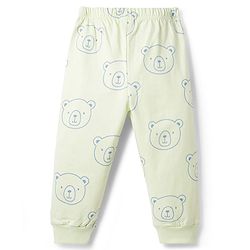 Babyhug Cotton Knit Full Sleeves T-Shirt & Pyjama Night-Suit With Bear Print - Green