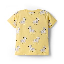 Babyhug Cotton Knit Half Sleeves T-Shirt & Pyjama Night Co-ord Night Suit With Zebra Print - Yellow