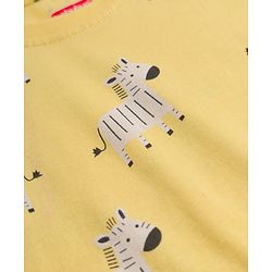 Babyhug Cotton Knit Half Sleeves T-Shirt & Pyjama Night Co-ord Night Suit With Zebra Print - Yellow