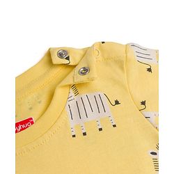 Babyhug Cotton Knit Half Sleeves T-Shirt & Pyjama Night Co-ord Night Suit With Zebra Print - Yellow