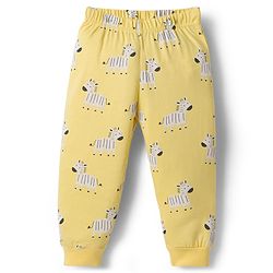 Babyhug Cotton Knit Half Sleeves T-Shirt & Pyjama Night Co-ord Night Suit With Zebra Print - Yellow