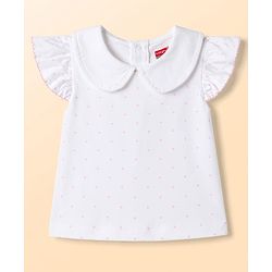 Babyhug Single Jersey Knit Dungaree & Half Sleeves Inner Tee with Bunny Patch - White & Pink