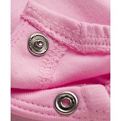 Babyhug Single Jersey Knit Dungaree & Half Sleeves Inner Tee with Bow Embroidery - White & Pink