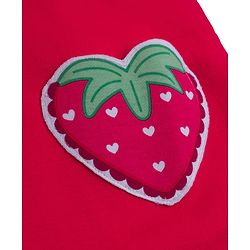 Babyhug Single Jersey Knit Half Sleeves Heart Printed Tee & Dungaree with Strawberry Patch - Dark Pink & White