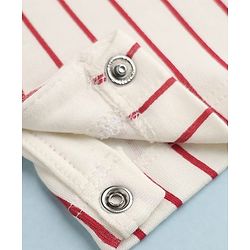 Babyhug Single Jersey Knit Half Sleeves Dungarees & Set With Cherry Embroidery - White
