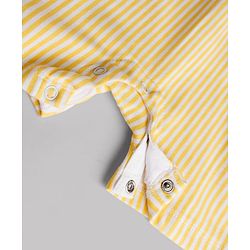 Babyhug Single Jersey Knit Half Sleeves T-Shirt & Striped  Dungaree With Smiley Face Embroidery  - Yellow