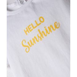Babyhug Single Jersey Knit Half Sleeves T-Shirt & Striped  Dungaree With Smiley Face Embroidery  - Yellow