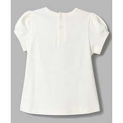Babyhug 100% Cotton Single Jersey Knit Half Sleeves Top and Textured Shorts With Doll Graphic - White
