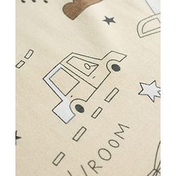 Babyhug Cotton Knit Half Sleeves Co-Ord T-Shirt & Shorts Night Suit With Car Print - Brown & Beige