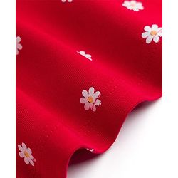 Babyhug 100% Cotton Single Jersey Knit Half Sleeves Floral & Text Printed Frock With Inner Tee - Red