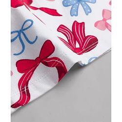 Babyhug 100% Cotton Woven Sleeveless Top With Bow Print & Applique - Multicolor