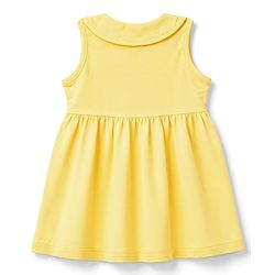 Babyhug Single Jersey Knit Half Sleeves Floral Embroidered Frock With Bloomer With Bow Applique - Yellow