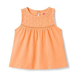 Babyhug Cotton Woven Sleeveless Top with Schiffli Detailing Orange 12-18 Months