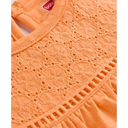 Babyhug Cotton Woven Sleeveless Top with Schiffli Detailing Orange 12-18 Months
