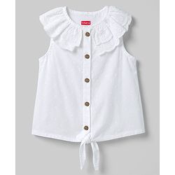 Babyhug Cotton Woven Sleeveless Top with Schiffli Detailing White 12-18 Months