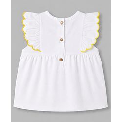 Babyhug 100% Cotton Woven Sleeveless Top with Floral Embroidery - White