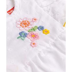 Babyhug 100% Cotton Woven Sleeveless Top with Floral Embroidery - White