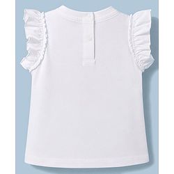 Babyhug 100% Cotton Knit Half Sleeves Solid Colour Top with Schiffli Detailing - White