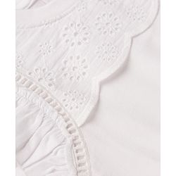 Babyhug 100% Cotton Knit Half Sleeves Solid Colour Top with Schiffli Detailing - White