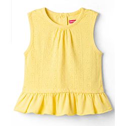 Babyhug Cotton Woven Top Sleeveless Schiffli Detailing Yellow 12-18 Months
