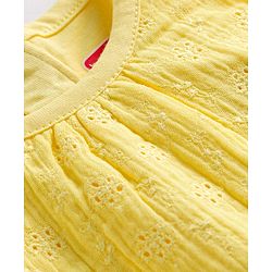 Babyhug Cotton Woven Top Sleeveless Schiffli Detailing Yellow 12-18 Months