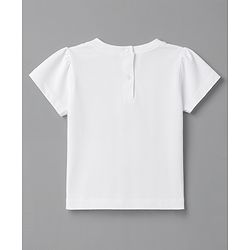 Babyhug 100% Cotton Knit Half Sleeves Top With Bow Applique - White